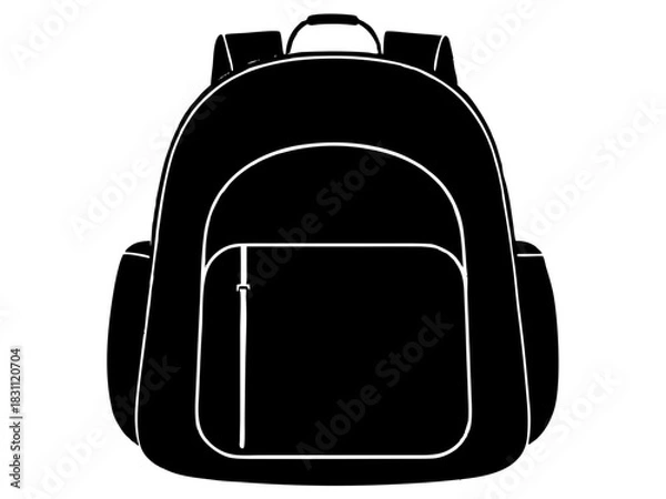 Obraz school backpack simple black silhouette vector 