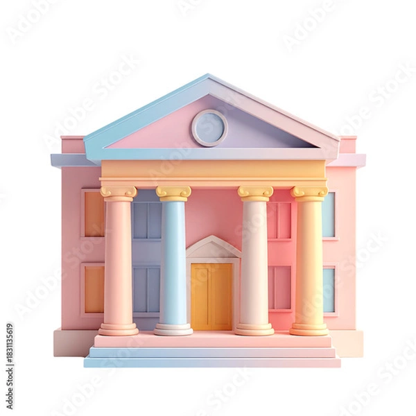 Obraz Pastel colored courthouse or government building with classic architectural design