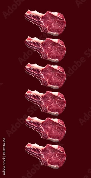 Obraz Raw uncooked beef steak entrecote, isolated