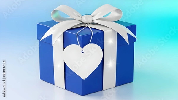 Fototapeta heart shaped gift box with ribbon