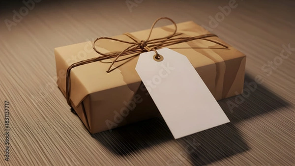 Fototapeta gift box with ribbon on wooden background