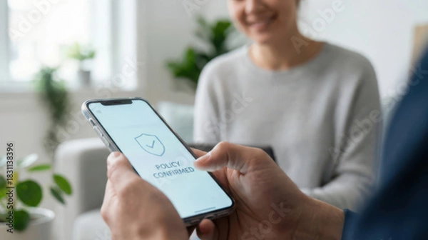 Fototapeta Understanding term life insurance digital consultation home office informative session client-focused context