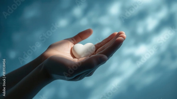 Fototapeta Heartfelt gesture for term life insurance awareness outdoor setting photography calm environment close-up view emotional connection