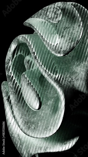 Fototapeta Abstract Curved Shapes in Green and Black