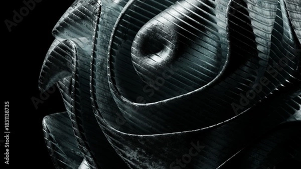 Fototapeta Abstract Black Sculpture. Modern abstract 3D illustration with clean composition and soft lighting. Ideal for technology projects, branding, web design, presentations and social media.