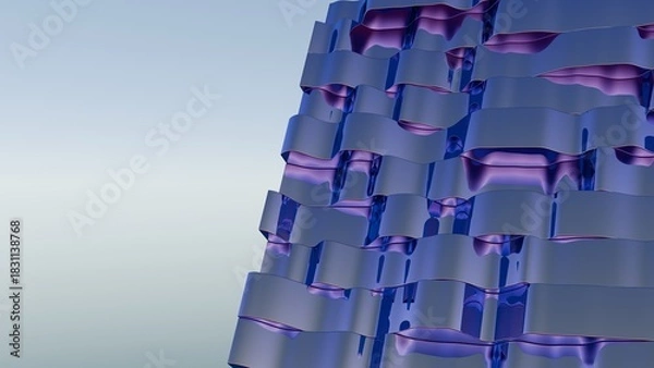 Fototapeta Abstract Wavy Surface in Purple and Blue. Modern abstract 3D illustration with clean composition and soft lighting. Ideal for technology projects, branding, web design, presentations and social media.