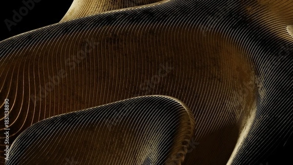 Fototapeta Abstract Golden Lines on Black Background