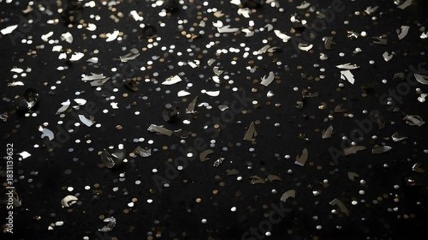 Obraz Elegant Silver and Gold Confetti New Year Flat-Lay