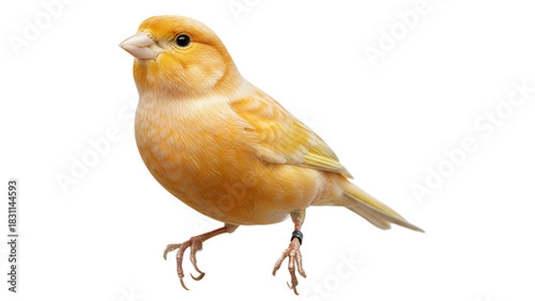 Obraz Yellow canary bird isolated on white background a small pet bird for companionship