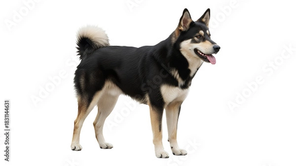 Obraz Siberian Husky mix dog standing isolated on white background a beautiful pet portrait