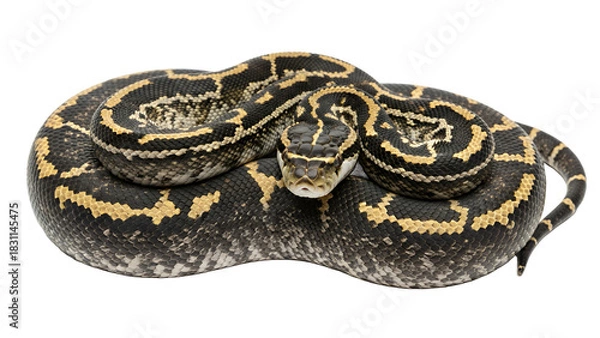 Obraz Royal python coiled a non venomous snake isolated on white background popular pet