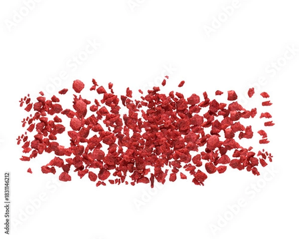 Fototapeta Pile of vibrant red freezedried raspberries against a stark black backdrop perfect for illustrating healthy snacks and ingredient closeups for food blogs on transparent background