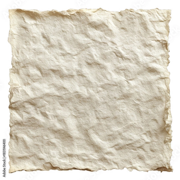 Obraz Textured natural paper with a rustic, handmade appearance, showcasing its unique fibers and rippled edges against a transparent background