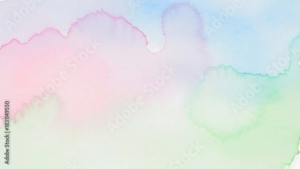 Obraz Dreamy pastel watercolor wash with delicate pinks, blues, and greens creating a calming, ethereal backdrop for creative designs and branding projects