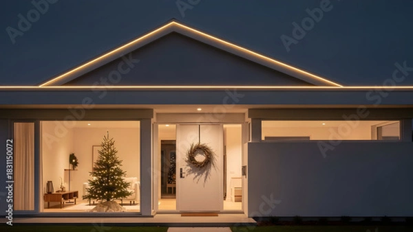 Obraz Front façade christmas home 