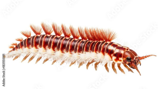 Obraz Apheloria Millipede a colorful arthropod with unique bristles isolated on a white background