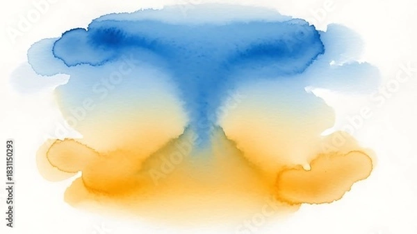 Obraz Dreamy watercolor wash abstract in serene blues and warm oranges, evokes calm and creative potential for artistic projects or unique backgrounds