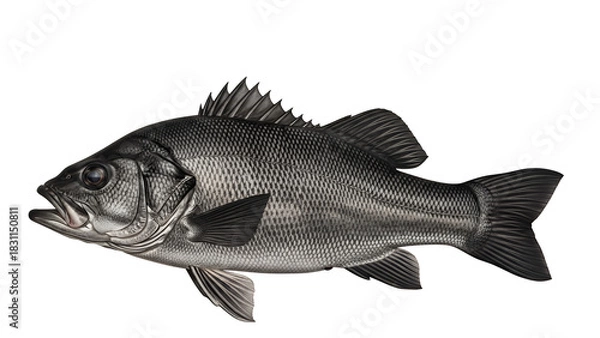 Obraz Isolated largemouth bass fish detailed silver sculpture perfect for fishing and wildlife illustrations