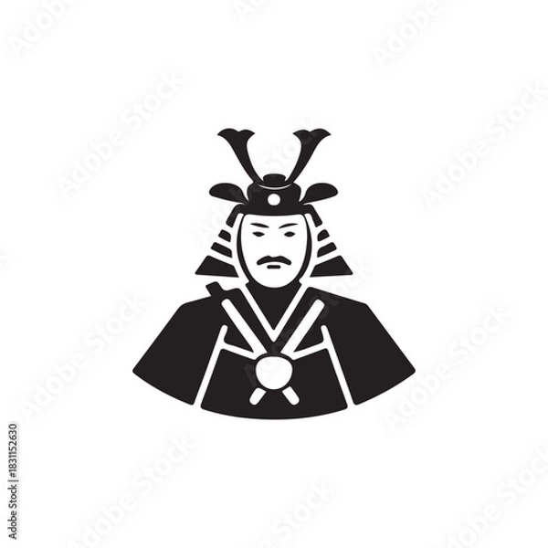 Fototapeta a striking depiction of a traditional japanese samurai warrior head with ornate helmet a bold design silhouette