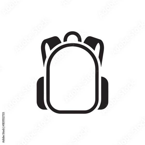 Fototapeta a simple black and white icon depicting a backpack with straps a common travel accessory silhouette