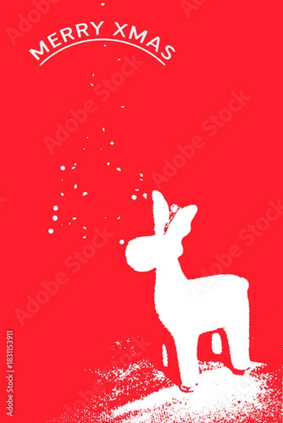 Fototapeta Abstract Christmas card with reindeer and christmas tree