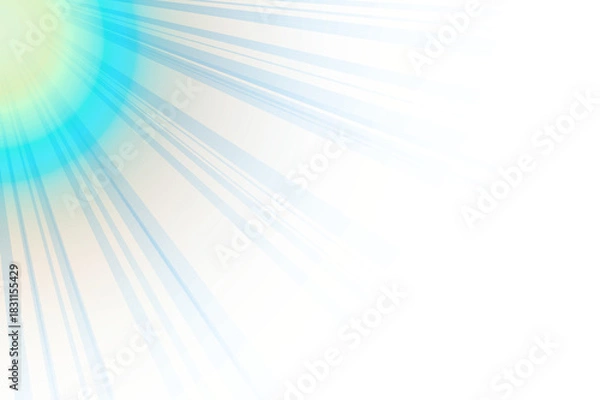Fototapeta Bright blue and yellow sunburst light effect isolated on transparent background