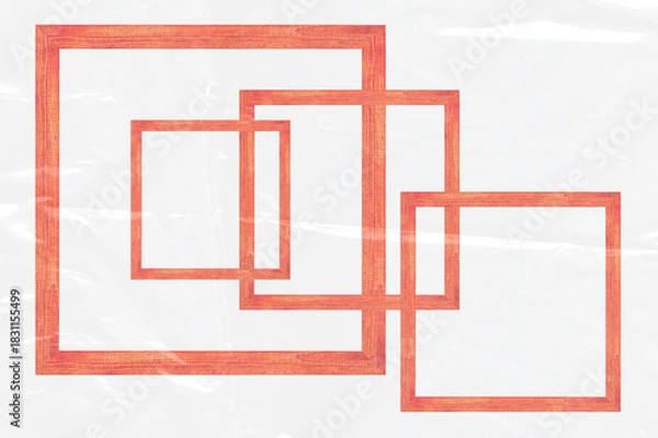 Fototapeta Four overlapping orange wooden picture frames isolated on transparent background