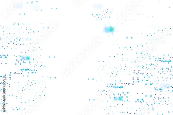 Fototapeta Abstract background with scattered blue dots creating a digital flow isolated on transparent background