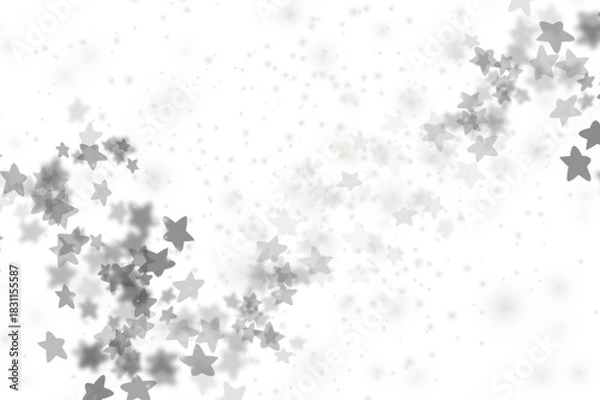 Fototapeta Abstract background of many small gray stars floating isolated on transparent background