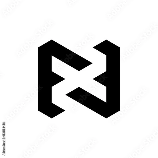 Fototapeta Letter NX creative negative space monogram logo