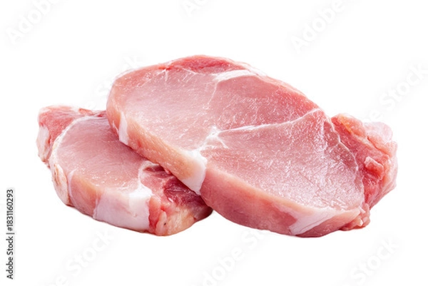 Obraz Two fresh raw pork chops isolated on transparent background