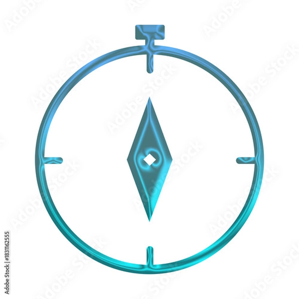 Fototapeta Glowing blue compass on a dark background symbolizing direction and navigation