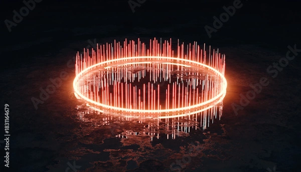 Obraz Burning fire and flames of an orange-red hot blaze illuminating the dark black night space