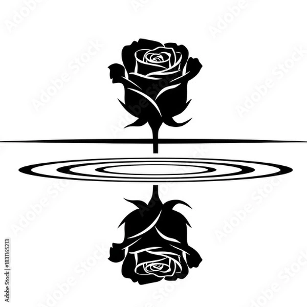 Obraz Black rose reflection on rippling water surface