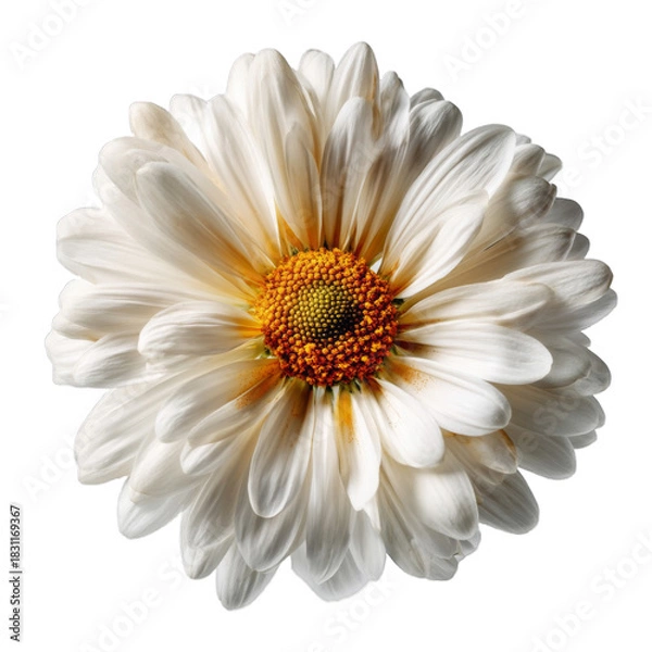 Obraz Vibrant White Flower with Golden Center Captured Against a Dark Backdrop Highlighting Its Natural Beauty and Intricate Petal Structure on transparent background
