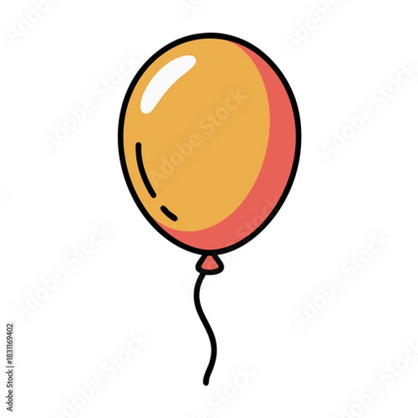 Fototapeta Orange balloon with red accent on white background  