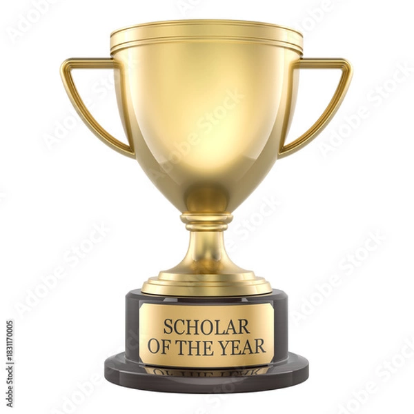 Fototapeta Scholar of the Year, golden trophy. 3d rendering