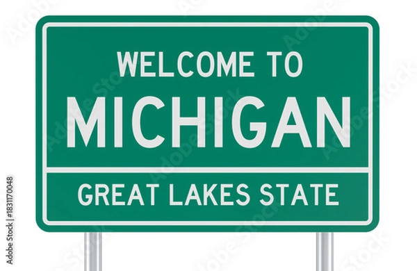 Fototapeta Welcome to Michigan, road sign. 3d rendering