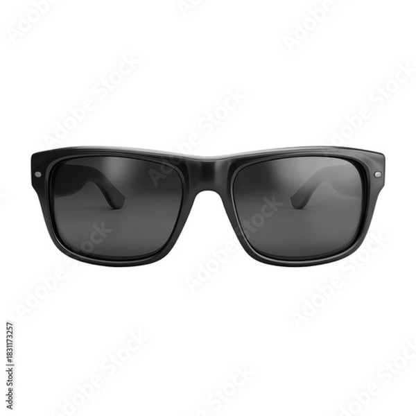 Obraz Sleek black sunglasses showcasing a modern design with reflective lenses, perfect for fashion-forward individuals and sun protection on transparent background