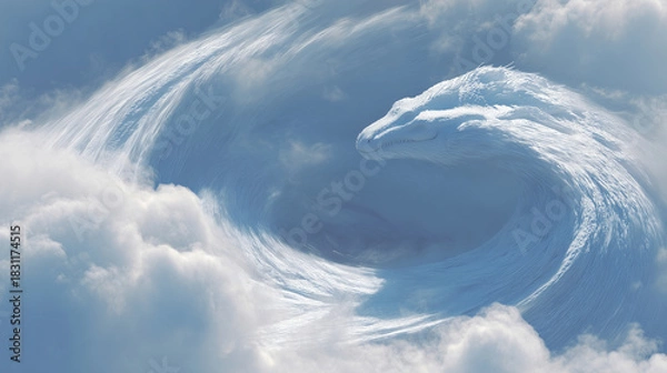 Fototapeta Blizzard twisting into a swirling serpent made of snow and wind