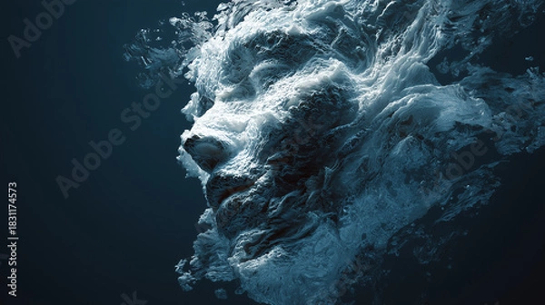 Fototapeta Blizzard creating abstract faces and masks hidden inside icy currents