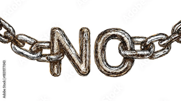 Obraz Chain with 'No' Word Vector Illustration for Creative Projects