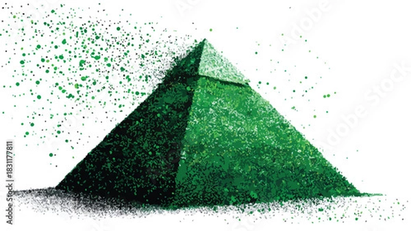 Obraz Green Pyramid with Particles Vector Illustration for Graphic Design Projects