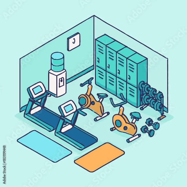 Fototapeta Small Gym Space – illustration vector