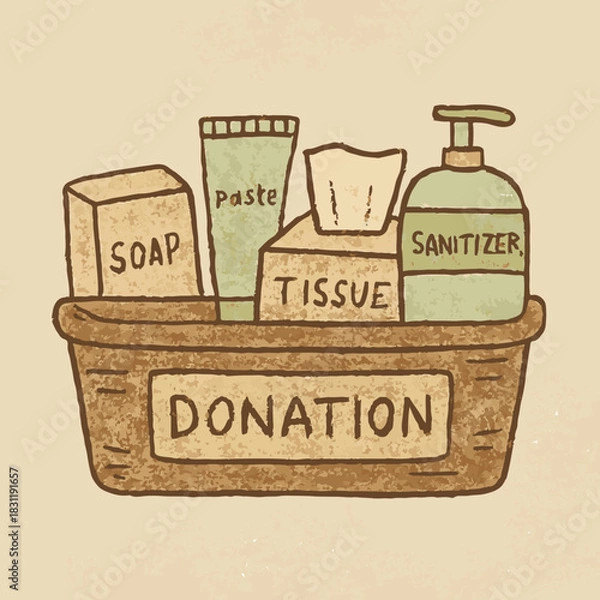 Obraz Hygiene Donation Basket – illustration vector