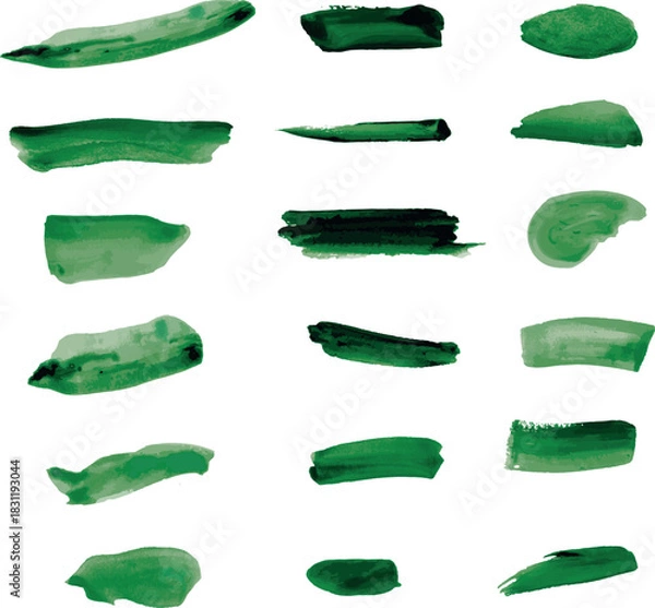 Obraz Green Watercolor Brush Marks Pack