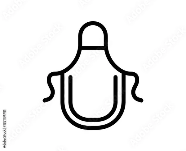 Fototapeta Illustration of a simple black outline apron with ties on the sides and top loop