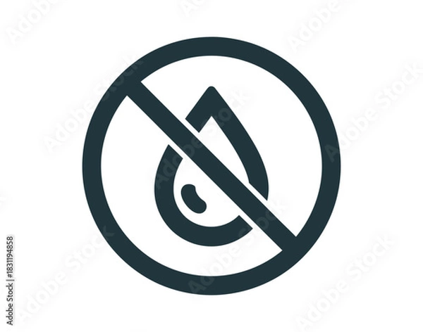 Fototapeta A circular symbol with a diagonal line over a water droplet indicating prohibition sign