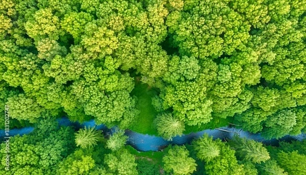 Obraz Dense Green Forest Canopy Aerial Scenic Pattern