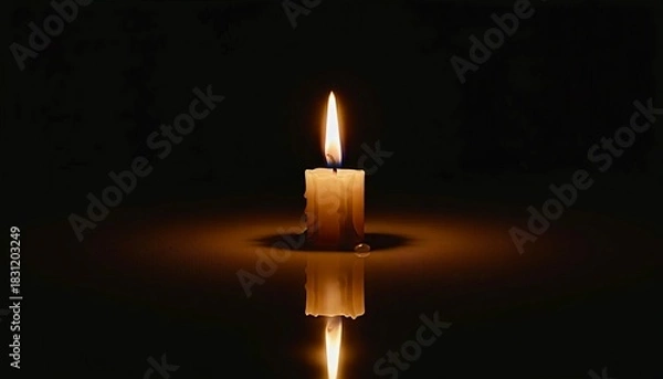 Obraz Warm Candle In Dark Background Soft Peaceful Glow Scene